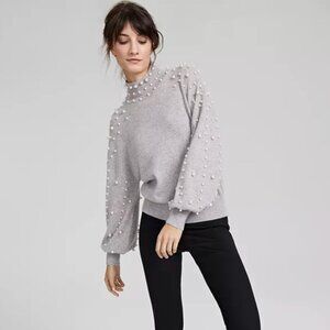 NWOT - Charter Club Cashmere Pearl Mock-Neck Sweater / Grey / Large